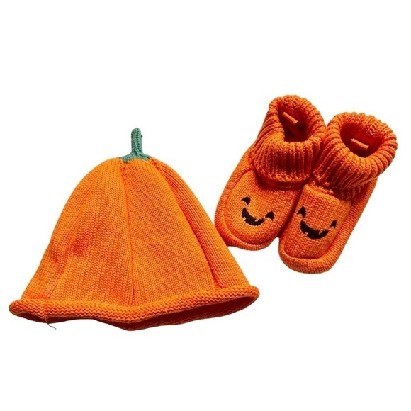Just One You by Carter's Halloween Pumpkin Hat & Booties Orange 100% cotton OS - Picture 1 of 7